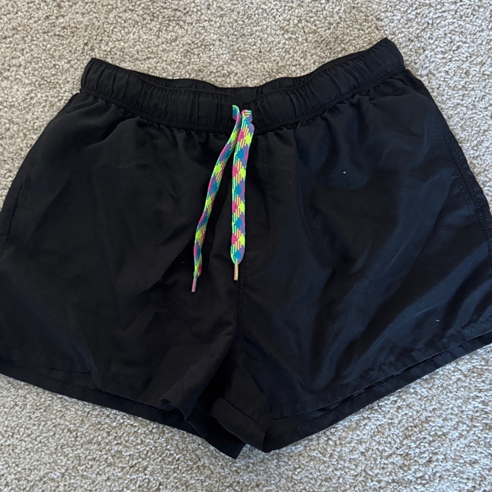 ASOS Black Swim Trunks with Multicolor Drawstring
